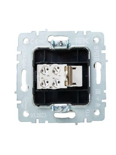 Розетка телефонная СП BRITE РТ10-БрБ RJ11 механизм бел. IEK BR-T10-K01 фото 4