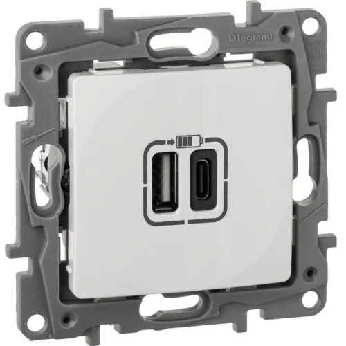 Устройство зарядное Etika с двумя USB-разъемами тип A-тип C 240В/5В 3000мА бел. Leg 672236 фото 3