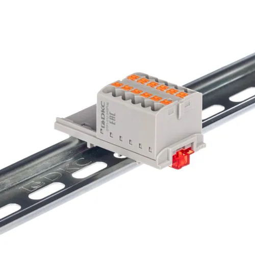 Блок распределительный зажим push-in 12 точек подключения 25кв.мм сер. DKC DTP1-012-04SPUG фото 2