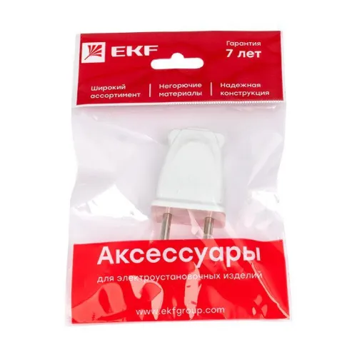 Вилка плоская 10А 250В без заземл. бел. PROxima EKF AVP10-10-rpl фото 5