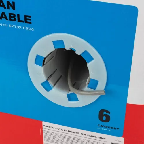 Кабель витая пара U/UTP кат.6 4х2х24AWG solid CU ZH нг(А)-HF сер. (305м) Rexant 01-0067 фото 3