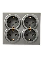 Розетка 4-мест. с заземл. LETO закрытый корпус ПБТ платина LEZARD 752-3500-127BDP