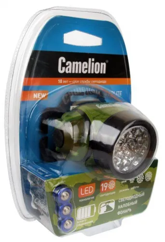 Фонарь налобный LED 5313-19F 4ML (19LED 4 режима; 3хR03 в комплекте; камуфляж) Camelion 7538 фото 6