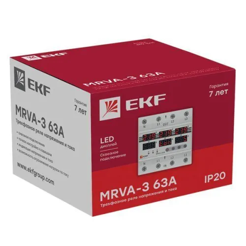 Реле напряжения и тока трехфазное с дисплеем MRVA-3 63A EKF MRVA-3-63A фото 2