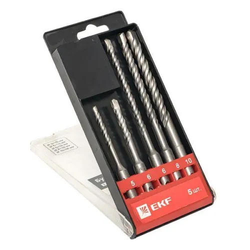 Набор буров по бетону SDS-plus (5/110; 6/110; 6/160; 8/160; 10/160) 2 резца 4S спираль Master EKF db-h5-2x4 фото 3