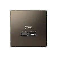 Розетка USB ArtGallery тип A+C 45Вт QC PD высокоскор. ЗУ механизм мокко SE GAL000629