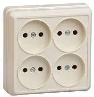 Розетка 4-м ОП Октава РС24-2-ОК 10А IP20 без заземл. крем. GENERICA ERO40-K33-10-DC