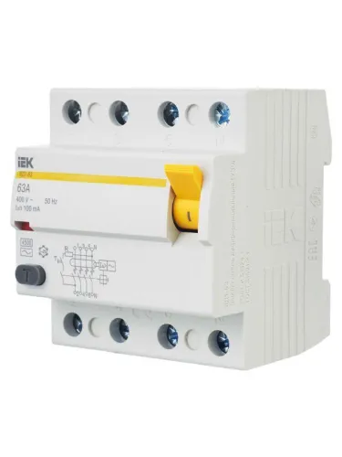 Выключатель дифференциального тока (УЗО) 4п 63А 100мА тип AC ВД1-63 KARAT IEK MDV10-4-063-100 фото 10
