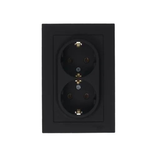 Розетка 2-м СП AtlasDesign 16А IP20 с заземл. в сборе карбон SE ATN001024 фото 3