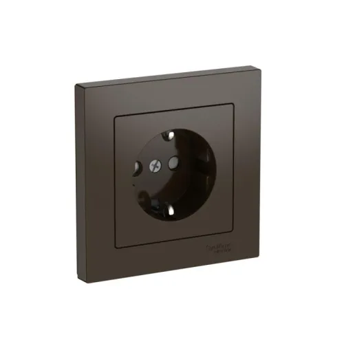 Розетка AtlasDesign 16А с заземл. защ. шторки быстрозажим. клем. в сборе мокко SE ATN000644S