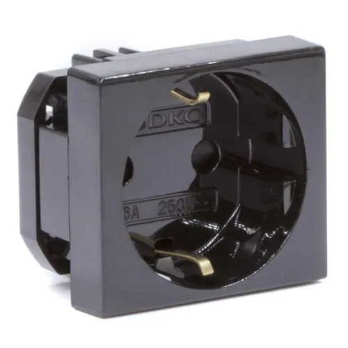 Розетка 1-м 2мод. Viva 16А IP20 2P+E с заземл. защ. шторки черн. DKC 45205 фото 4