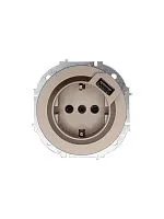 Розетка 1-м СП OSEN с заземл. + USB разъем механизм титан LEZARD 743-3788-181