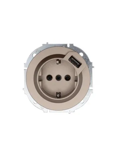 Розетка 1-м СП OSEN с заземл. + USB разъем механизм титан LEZARD 743-3788-181