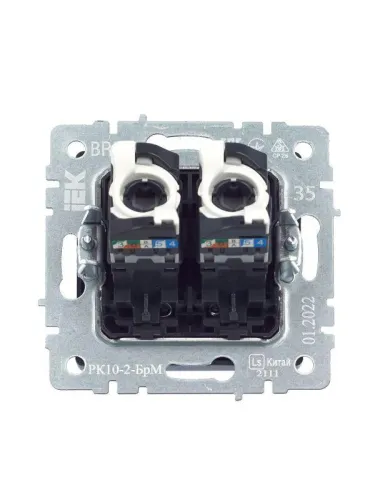 Розетка компьютерная 2-м СП BRITE RJ45 кат.5E РК10-2-БрМ механизм маренго IEK BR-K20-1-K35 фото 4