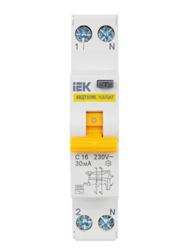 Выключатель автоматический дифференциального тока C 16А 30мА АВДТ32МL KARAT IEK MVD12-1-016-C-030 фото 10