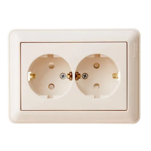 Розетка 2-м СП W59 16А IP20 с заземл. защ. шторки в сборе сл. кость SE RS16-255-28