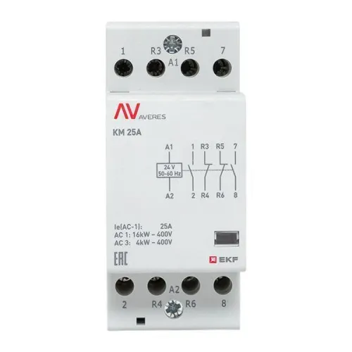 Контактор модульный КМ 25А 2NC+2NO 24В AC (2 мод.) AVERES EKF km-av-2-25-22-24V фото 9