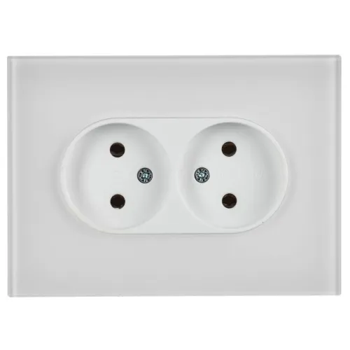 Розетка 2-м SKANDY 10А без заземл. без защ. шторок для плоской вилки SK-R03W арктич. бел. IEK SK-R20-10-K01 фото 2