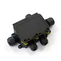 Коробка распределительная ОП 131х95х37 5-вводная IP68 ПА66 40А 450В d3.5-12мм с откидной крышкой черн. Промрукав PR08.13154