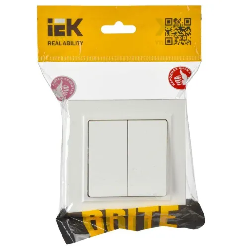 Выключатель 2-кл. СП BRITE ВСР10-2-0-БрБ 10А в сборе бел. IEK BR-V20-0-10-K01-F фото 2