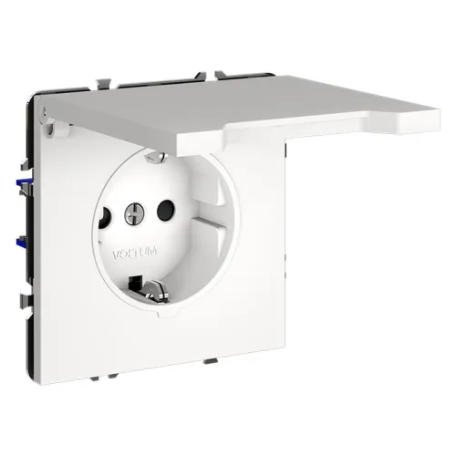 Розетка 1-м СП S70 16А с заземл. защ. шторки + крышка механизм бел. матов. Voltum VLS040302 фото 7