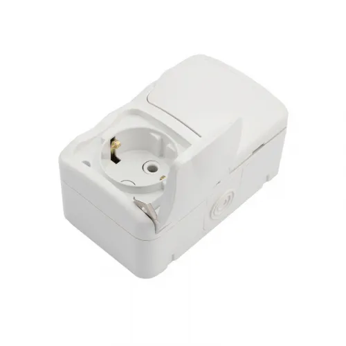 Блок ОП 2 розетки горизонт. Mini OG с заземл. керамика IP54 бел. Kranz KR-78-0607 фото 5