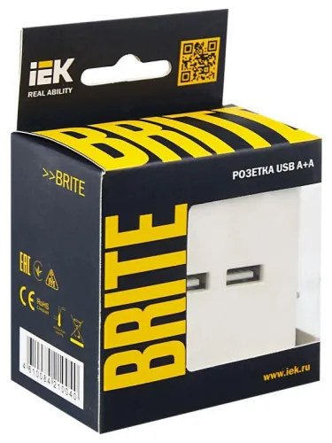 Розетка BRITE USB A+A 3.1А РЮ10-1-БрЖ механизм жемчуж. IEK BR-U21-D31-K36 фото 7
