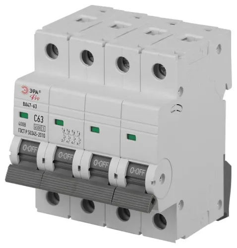 Выключатель автоматический 4п C 63А 4.5кА ВА47-63 PRO ЭРА Б0059445