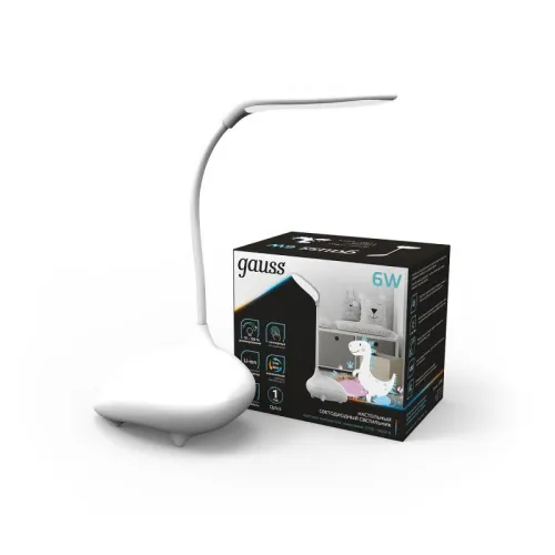 Светильник светодиодный настольный Qplus 6Вт 2700-6000К 330лм 5В аккум. Li-ion 1200мА.ч диммир. детский бел. GAUSS GT7011 фото 2