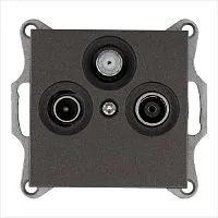 Розетка телевизионная оконечная TV + FM + SAT 3-м Ф9.5мм механизм мокко Jasmart G6206Z