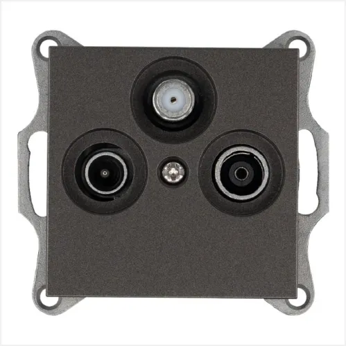 Розетка телевизионная оконечная TV + FM + SAT 3-м Ф9.5мм механизм мокко Jasmart G6206Z