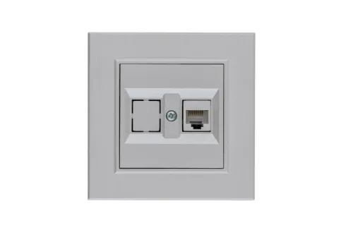 Розетка компьютерная CAT 5+гнездо Karea LINE STAR жемчуж. Makel 86100035