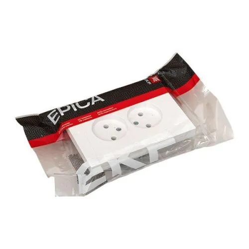 Розетка 2-м СП Эпика 16А без заземл. без защ. шторок с рамкой механизм бел. EKF UP1-SOW-200 фото 8