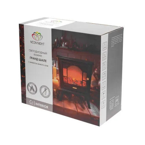 Камин светодиодный "Гранд Шале" с эффектом живого огня 45х18х56см работает от батареек 3хС (в комплект не входят) или от USB (в комплекте) черн. Neon-Night 511-024 фото 10