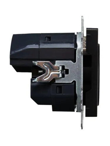 Розетка BRITE РЮш11-1-БрЧ 16А с USB A+C 18Вт с заземл. защ. шторки механизм черн. IEK BR-R14-16-U22-018-K02 фото 3