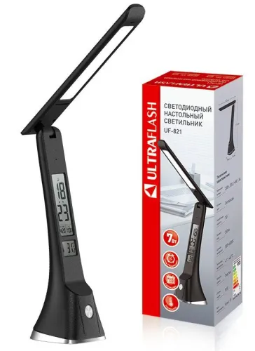 Светильник светодиодный настольный UF-821 C02 7Вт дисплей смена цвет. темп кожа черн. Ultraflash 15179 фото 9