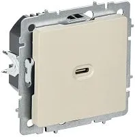 Розетка СП BRITE USB C 65Вт высокоскор. заряд. РЮ12-1-БрКр беж. IEK BR-U13-065-K10