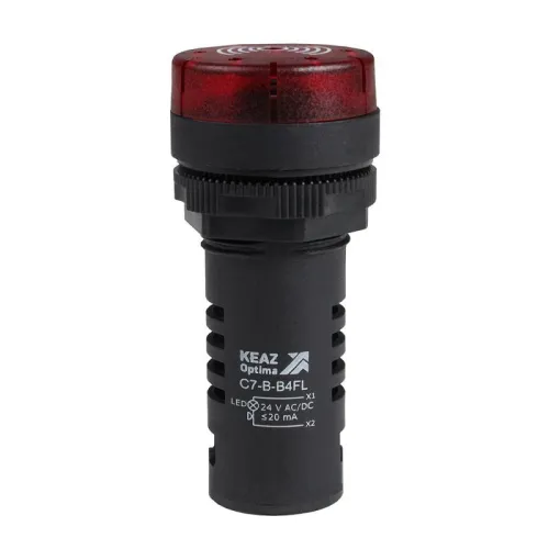Зуммер с непрерывным сигналом OptiSignal Compact D22 С7-B-B4CL красн. с подсветкой 24В AC/DC КЭАЗ 362176