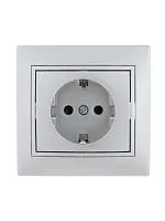 Розетка 1-м СП Mira 16А IP20 с заземл. со вставкой керамика сер. метал. LEZARD 701-1010-122