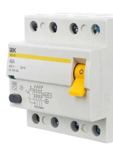 Выключатель дифференциального тока (УЗО) 4п 40А 100мА тип AC ВД1-63 KARAT IEK MDV10-4-040-100 фото 9