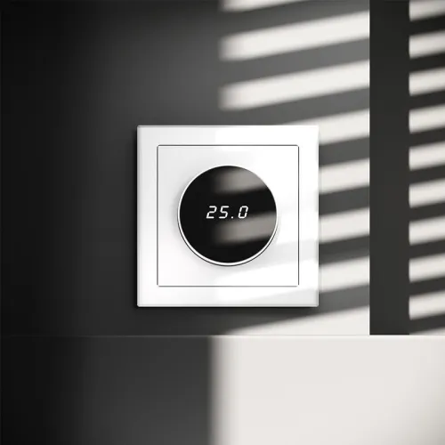 Терморегулятор электронный S70 с индикацией и датчиком для теплого пола механизм бел. матов. Voltum VLS070102 фото 3