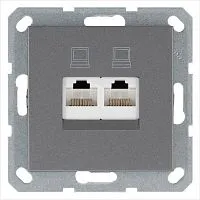 Розетка компьютерная 2-м RJ45 IP20 кат. 5E механизм алюм. Jasmart G6106S
