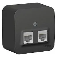 Розетка компьютерная 2-м ОП Blanca RJ45 кат.5E с изолир. пластиной антрацит SE BLNIA045456