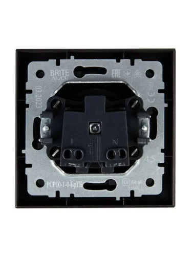 Розетка СП BRITE РСР10-1-0-БрТБ 10А в сборе без заземл. без защ. шторок бр. IEK BR-R10-10-K45-F фото 2