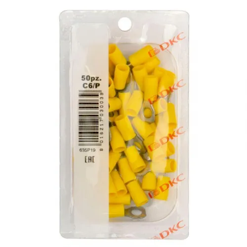 Наконечник кольцевой изолированный 2.5-6кв.мм отв. d6.2мм желт. (уп.50шт) DKC 2C6P фото 3