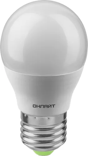 Лампа светодиодная 90 065 OLL-G45-12-230-6.5K-E27-FR 12Вт шар 6500К холод. бел. E27 1200лм 176-264В ОНЛАЙТ 90065