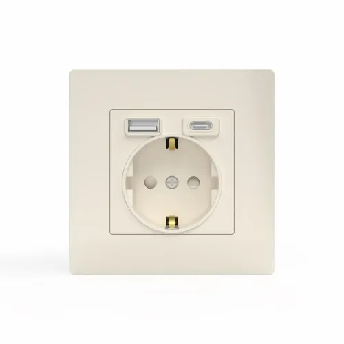 Розетка 1-м СП Pixel IP20 с заземл. с 2-мя заряд. устр. USB тип A+C механизм беж. TOKOV ELECTRIC TKE-PX-R1U2AC-C02 фото 4
