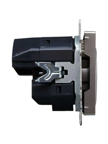 Розетка BRITE РЮш10-1-БрС 16А с USB A+A 2.1А с заземл. защ. шторки механизм сталь IEK BR-R14-16-U21-D21-K46 фото 2