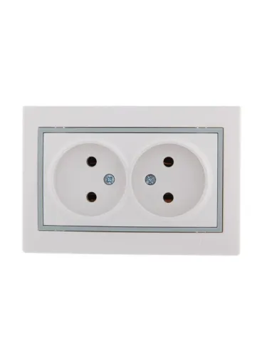 Розетка 2-м СП Mira 16А IP20 без заземл. с сер. вставкой керамика бел. LEZARD 701-0215-128