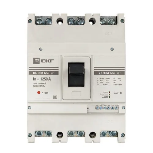 Выключатель автоматический 3п 1250/1250А 50кА с электрон. расцеп. ВА-99М PROxima EKF mccb99-1250-1250me фото 4
